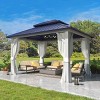EROMMY 10' X 12' Hardtop Gazebo with Galvanized Steel Roof, All-Season Aluminum Outdoor Pergola with Netting & Curtains - 4 of 4