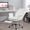 HOMCOM Executive Office Chair, PU Leather Ergonomic Office Desk Chair with Footrest, Reclining and Swivel Chair, White - 2 of 4