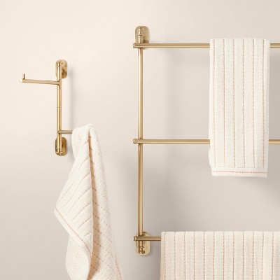 Wall-Mounted Brass Ladder Towel Rack with Lacquered Finish