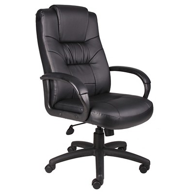 High Back Leatherplus Chair with Knee Tilt Black - Boss Office Products