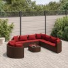 vidaXL Patio Sofa Set with Cushions 10 Piece Poly Rattan - Brown and Red - 2 of 4