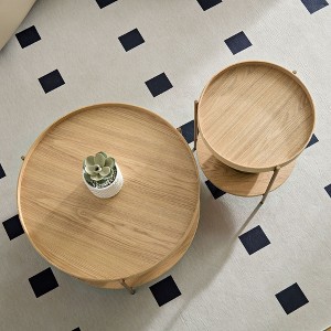 Okak 2 tier Round Nesting Coffee Table Set of 2, Modern End Side Tables for Living Room/Office, Space-Saving Balcony Yard - 1 of 4