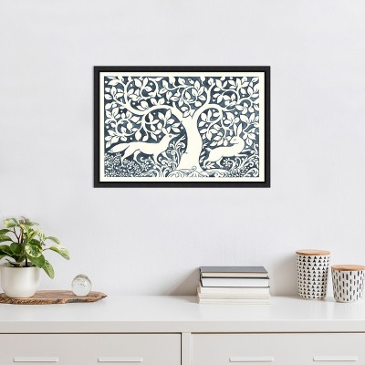 Scandinavian Forest Life Animals Canvas Print in Black Frame