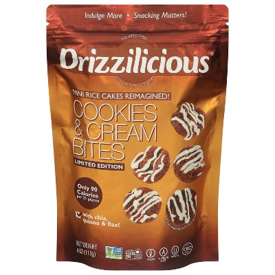 Drizzlicious Rice Cake Cookies and Cream - Case of 6 - 4 oz