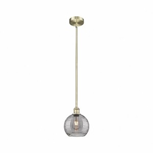 Athens Deco Swirl - 1 Light Stem Hung Mini Pendant In Industrial Style-9.38 Inches Tall and 8 Inches Wide - 1 of 1