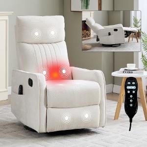 Ridstar Fabric Massage Accent Chair with Rocking & Swivel Function for Living Room-Beige - 1 of 4