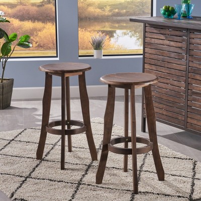 Coolbibila-Set Of 2 Barstool, Acacia Wood Bar Chair, Bar Chair High For Outdoor,  Armless Design Bar Chair Stool, Modern Bar Chair