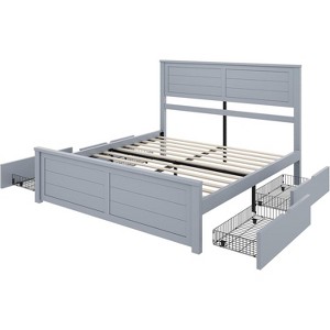 AMERLIFE Bed Frame with Headboard, Platform Beds with 4 Storage Drawers - 1 of 2