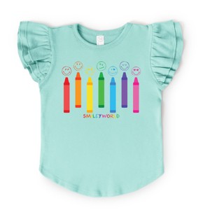 The Juniper Shop SmileyWorld Crayons Sketched Flutter Sleeve Tee - 1 of 4