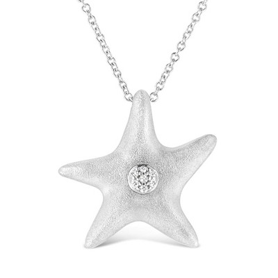 Haus of Brilliance Silver Prong-Set Diamond Accent Starfish Pendant Necklace