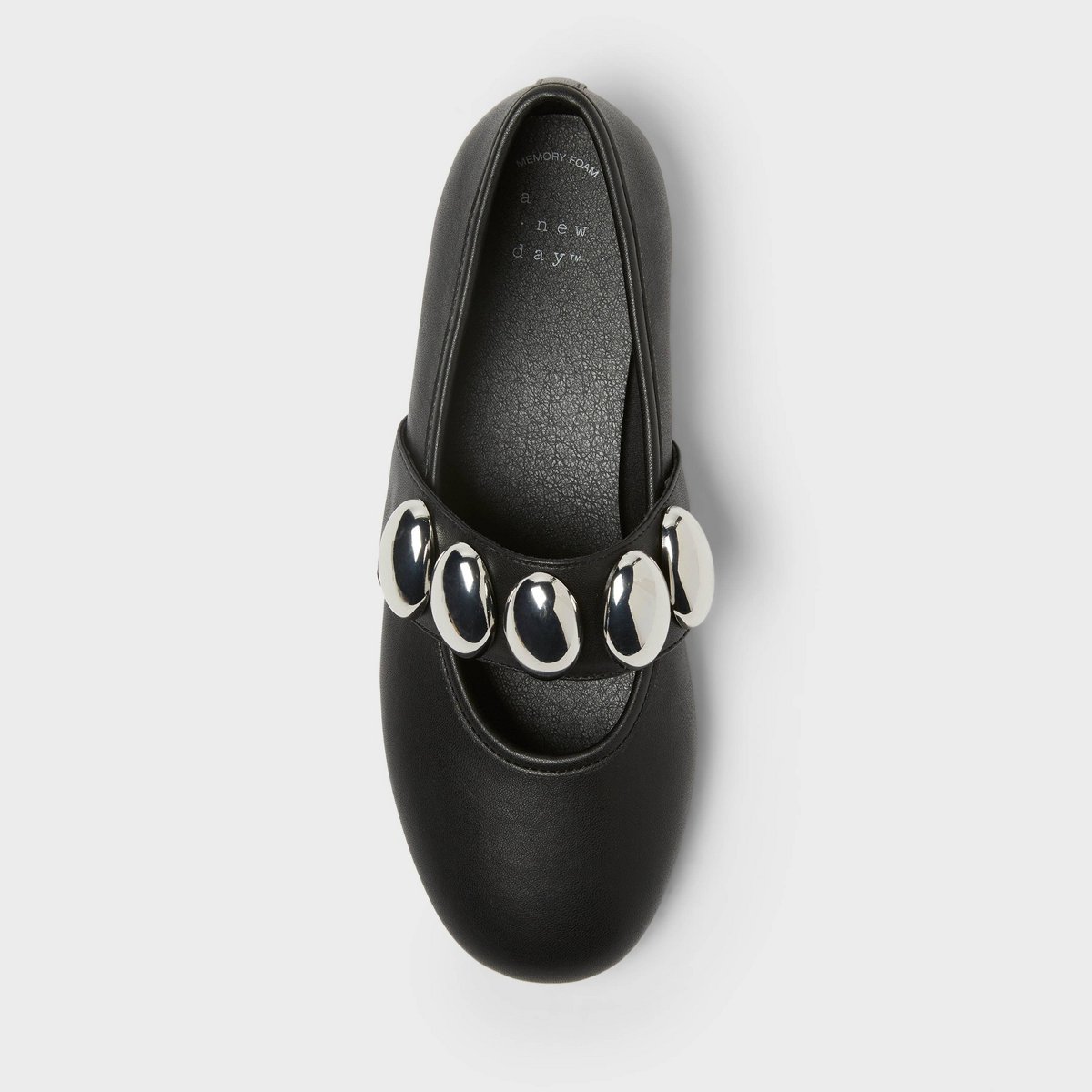 Обувь A New Day Women’s Genevieve Oversized Dome Stud Mary Jane Flats with Memory Foam Insole – A New day™ Black 5 — фото 3