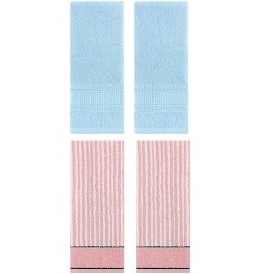REGALWOVEN 4 Pcs Striped Design Soft Absorbent Cotton Hand Towels 13 x 29 Inch - 1 of 4