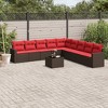 vidaXL 10 Piece Patio Sofa Set with Cushions Brown Poly Rattan - 2 of 4