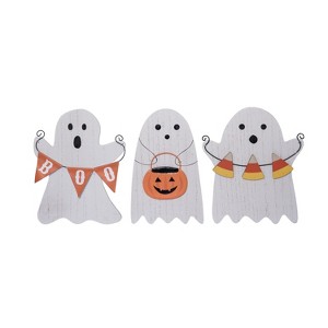 Transpac Halloween MDF Ghost Decor Set of 3 Halloween Home Decorations - 1 of 1