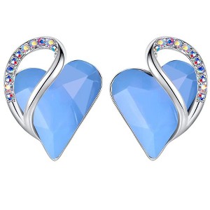 Leafael Infinity Love Heart Stud Earrings with Birthstone Crystal Women's Gifts, Silver-tone - 1 of 4