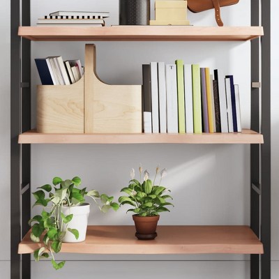 vidaXL Wall Shelf Light Brown 39.4 in.x23.6 in.x(0.8 in.-1.6 in.) Treated Solid Wood Oak