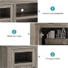 65 Inch Tall Farmhouse TV Stand with LED Light, TV Cabinet with 2 Barn Doors, 3 Open Storage Shelves Entertainment Center, Media Console Table for - 4 of 4