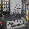 NAYSAYE Plastic Five Fold Step Ladder with Anti Slip Treads Comfortable Handrails and Sturdy Steel Frame, Black, 37"*21"*62" - 2 of 4