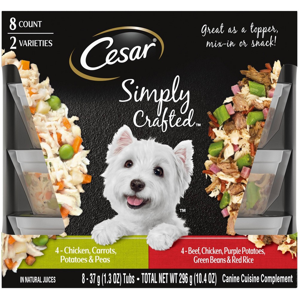 Photos - Dog Food Cesar Simply Crafted with Chicken, Carrots, Potatoes & Peas and Beef, Purp 