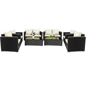 Tangkula 8PCS Rattan Patio Conversation Set Outdoor Furniture Set w/ Cushions - 1 of 4