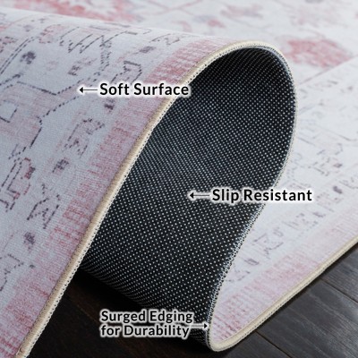 Ivory Elegance Synthetic 3' x 5' Machine Washable Rug