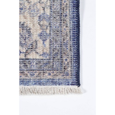 Helena Blue and White Cotton Blend Rectangular Rug 3' x 5'