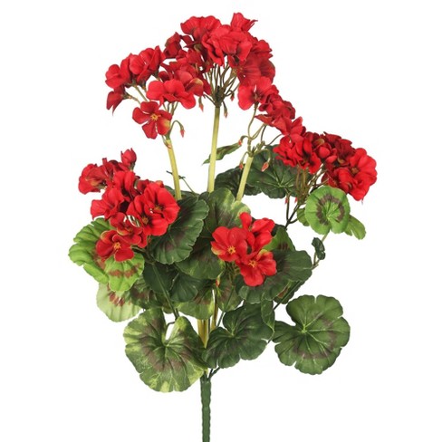 Artificial Red Geranium Bush (18