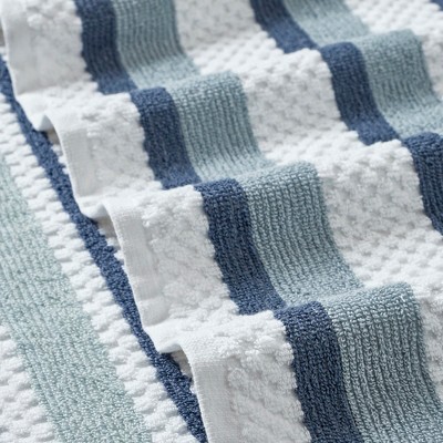 Denim Blue and White Cotton Jacquard Towel Set