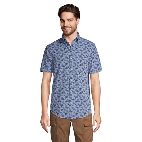 Lands' End Men's Short Sleeve Button Down Chambray Traditional Fit Shirt -  2x Large - Blue Chambray Mini Palms : Target