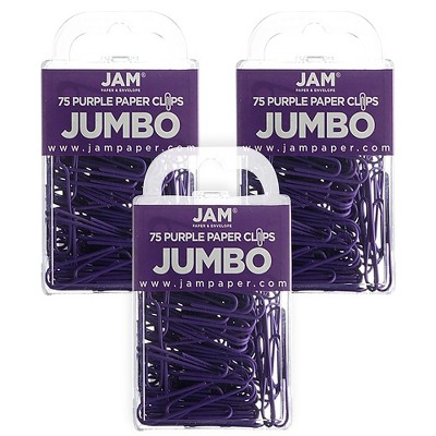 JAM Paper Colored Jumbo Paper Clips Large 2 Inch Purple Paperclips 42186879B
