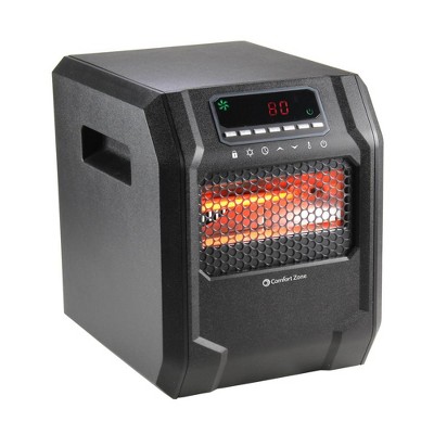 Comfort Zone CZ2018CN Digital Infrared Quartz Indoor Home Cabinet Space Heater with Full Function Remote Control and Timer, Black