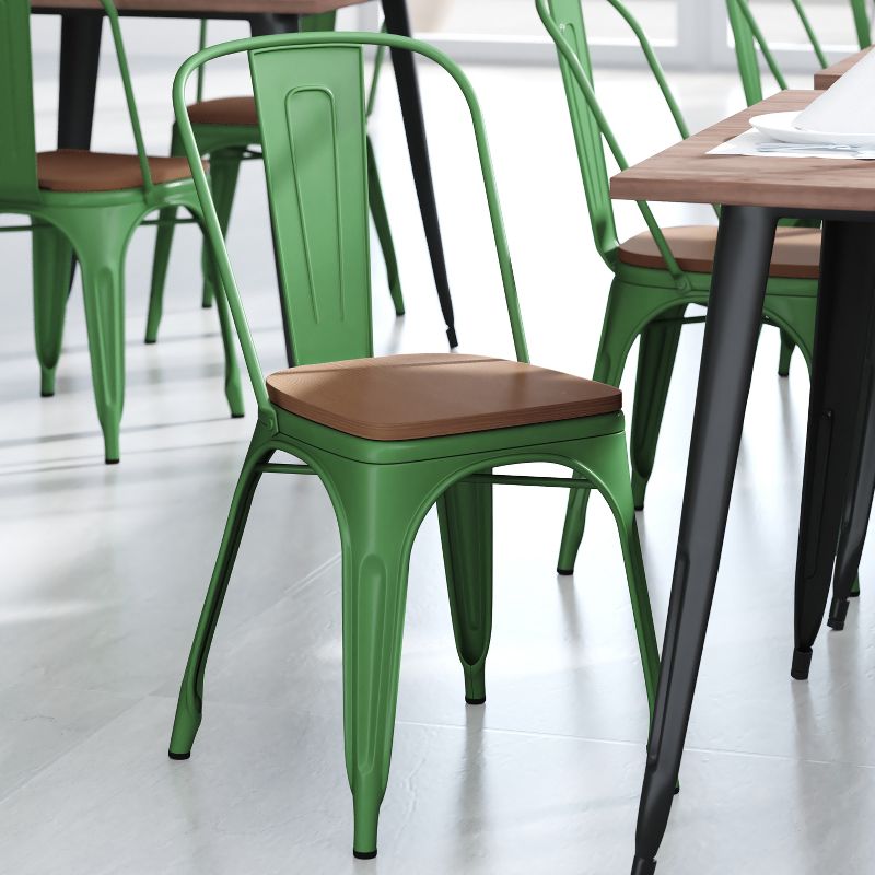 Emma and Oliver Metal Stacking Dining Chairs with Poly Resin Seats for Indoor/Outdoor Use, 5 of 13