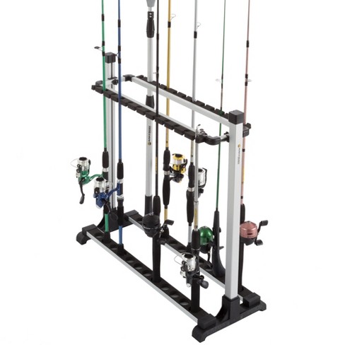 Fishing Rod Rack- Aluminum Freestanding Floor Storage, Organizer Stand For  Home Or Garage, Fits 24 Freshwater Or Saltwater Rods By Leisure Sports :  Target
