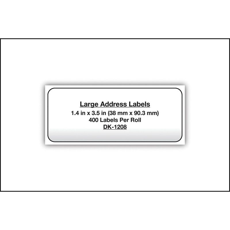 Brother Die-Cut Address Labels 1.4" x 3.5" White 400/Roll DK1208, 3 of 6