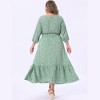 Women's Plus Size 2 Pieces Summer Outfits Floral Square Neck Peplum Babydoll Blouses and High Waist Maxi A Line Skirts Set - Agnes Orinda - 3 of 4