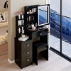 29.2" Black Small Makeup Vanity Desk with Sliding LED Mirror,Cushioned Stool and Storage Drawers–The Pop Home - 3 of 4