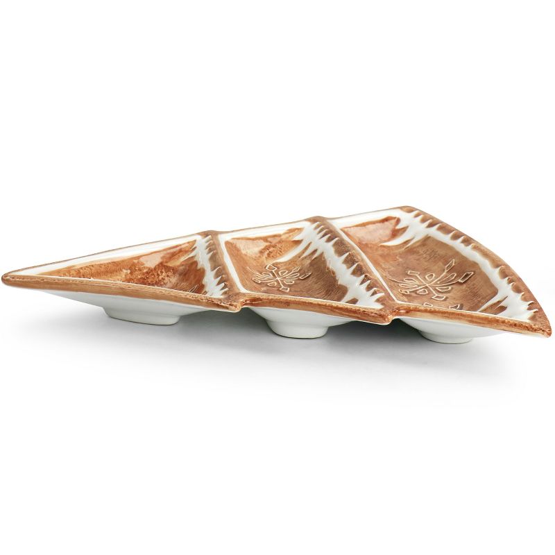 Martha Stewart Ceramic Gingerbread Tree 3 Sectioned Tidbit Tray in Brown, 3 of 8