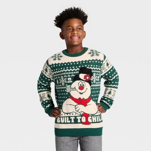 Boys' Frosty the Snowman 'Built to Chill' Holiday Knit Sweater - Green - 1 of 3