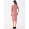 Allegra K Women's V Neck Short Sleeve Work Office Bodycon Midi Sheath Dress - 3 of 4
