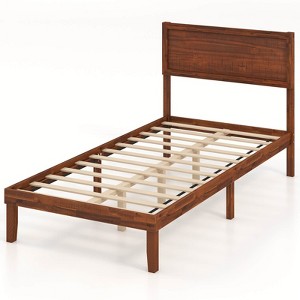 Infans Twin Bed Frame w/ Rustic Headboard Under-bed Storage Space No Box Spring Needed - 1 of 4