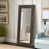Lirago Distressed Solid Wood Wall Mirror Farmhouse Rustic Retro Mirror 57x23 Antique Brown - 2 of 4