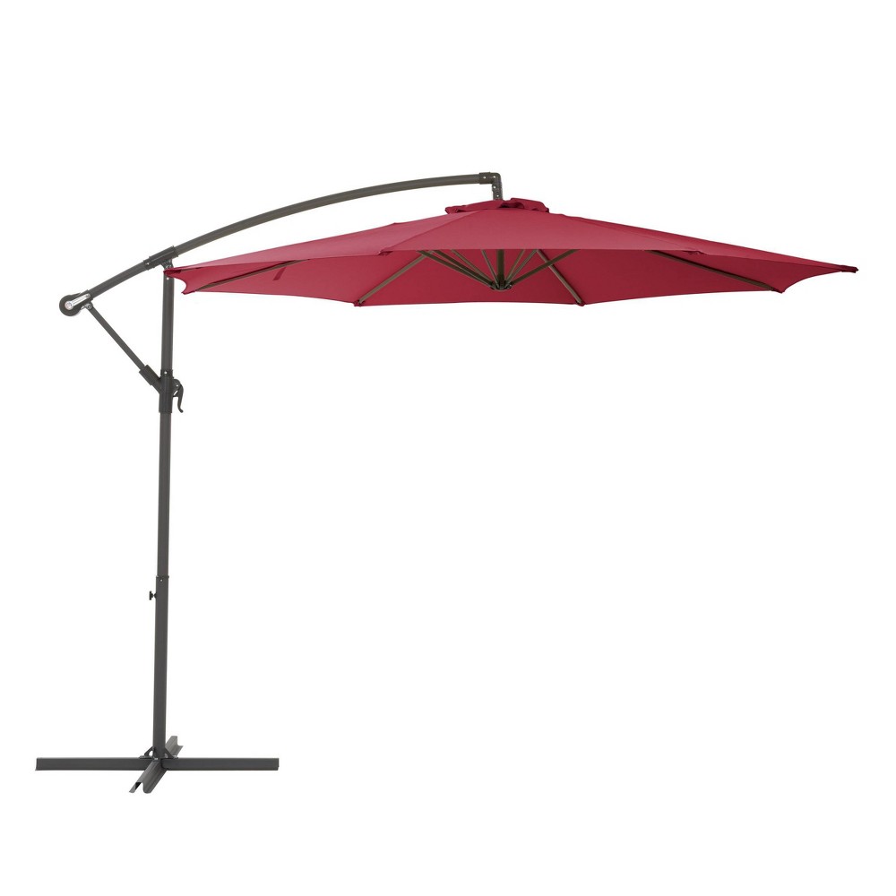 Photos - Parasol CorLiving 9.5' x 9.5' UV Resistant Offset Tilting Cantilever Patio Umbrella Wine Red 