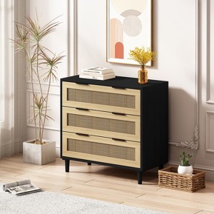 31.50"3-Drawers Rattan Storage Cabinet Rattan Drawer,for Bedroom,Living Room,Hallways - 1 of 4