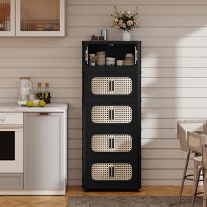 Hrinhom 19.7"W Retro 5-Tiers Foldable Storage Cabinet with Magnetic Door and Wheels - 1 of 4