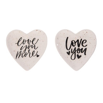 Transpac Ceramic Heart Trinket Dish Set of 2 Home Decorations Valentines