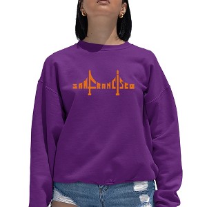 LA Pop Art Women's Word Art Crewneck Sweatshirt - San Francisco Bridge - 1 of 4