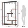 GustoWave 5 Tier Tall Indoor Plant Stand, 70.9 Inch Large Metal Plant Shelf Rack with 6 Hanging Hooks, Iron and Wood Flower Display Rack - 3 of 4