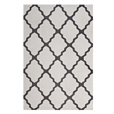 Modway Marja 5x8 Area Rug – Moroccan Trellis Pattern in Neutral Tones, Durable Low-Pile Polypropylene Weave
