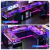 U Shaped Computer Gaming Desk, 79’’ Reversible l Shaped Computer Desk with Power Outlet & LED Strip, Office Desk with Monitor Stand - 4 of 4