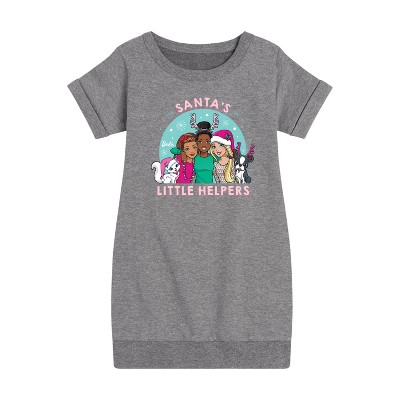 - Barbie - Holidays & Christmas Graphic Short Sleeve Fleece Dress